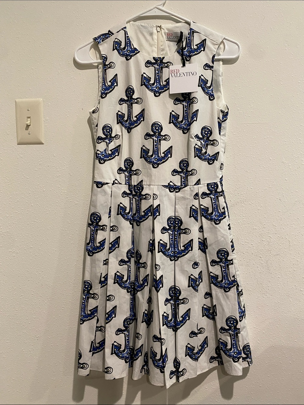 RED Valentino White Anchor Print Sleeveless Dress - Size XS - New with Tags